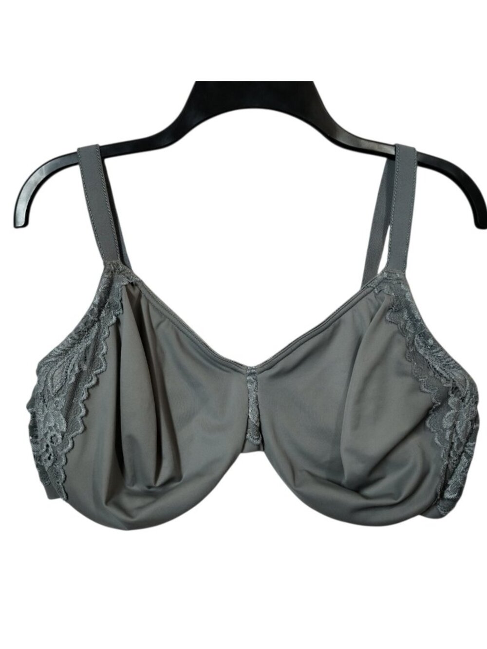 Katarina 42DD Gray Full Coverage Underwire Bra Lace Trim Unlined Minimizer